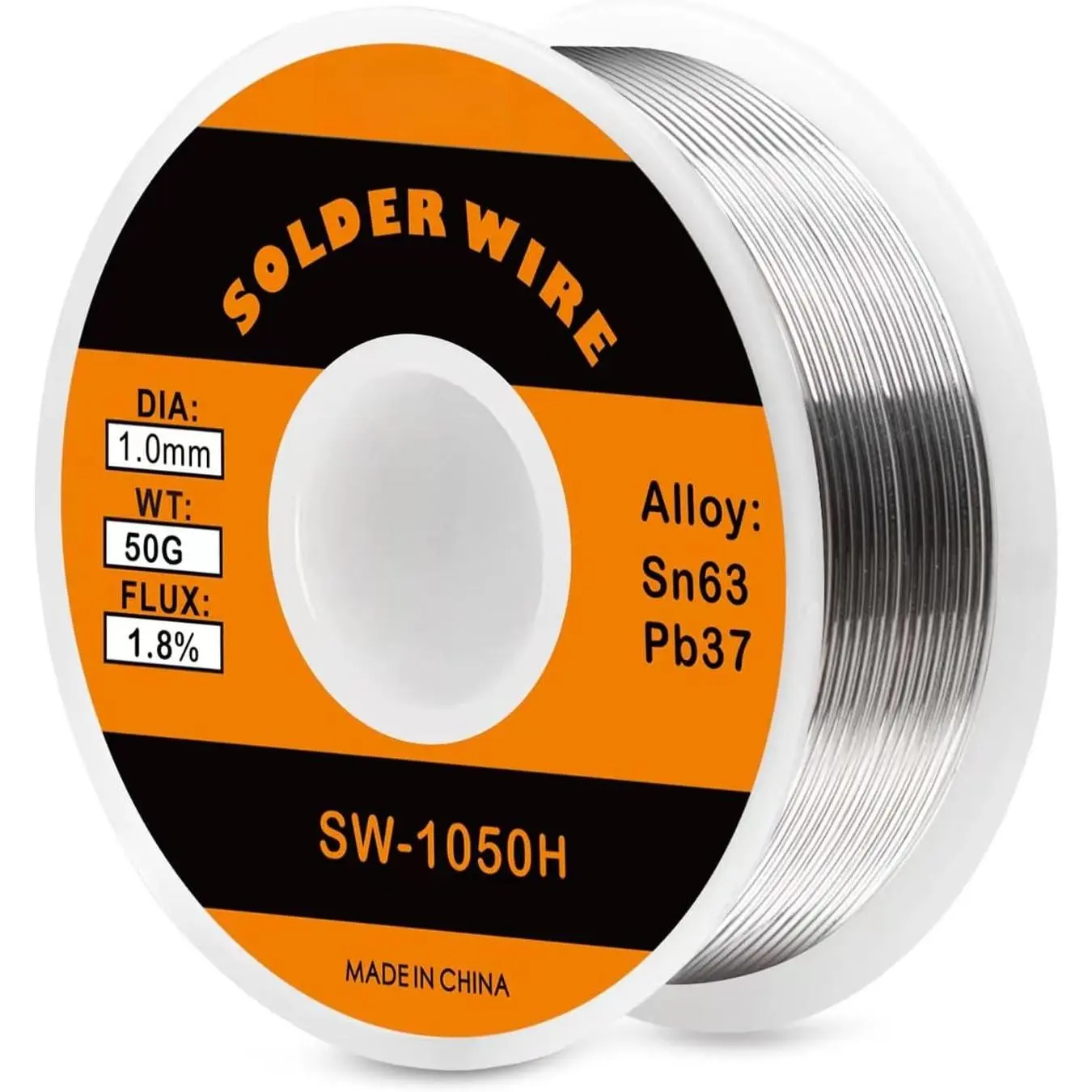Sn63-Pb37 Tin-Lead Alloy Rosin Core Solder Wire - 1.8% Flux, 1.0mm Diameter, 50g, Low Melting Pt, for Electrical Soldering, TV Appliances Repair, DIY Circuit Board Projects
