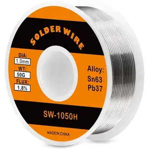 63-37 High  Tin Lead Rosin Core Solder Wire for Electrical Soldering, Content 1.8% Solder Flux (1.0mm, 50g)