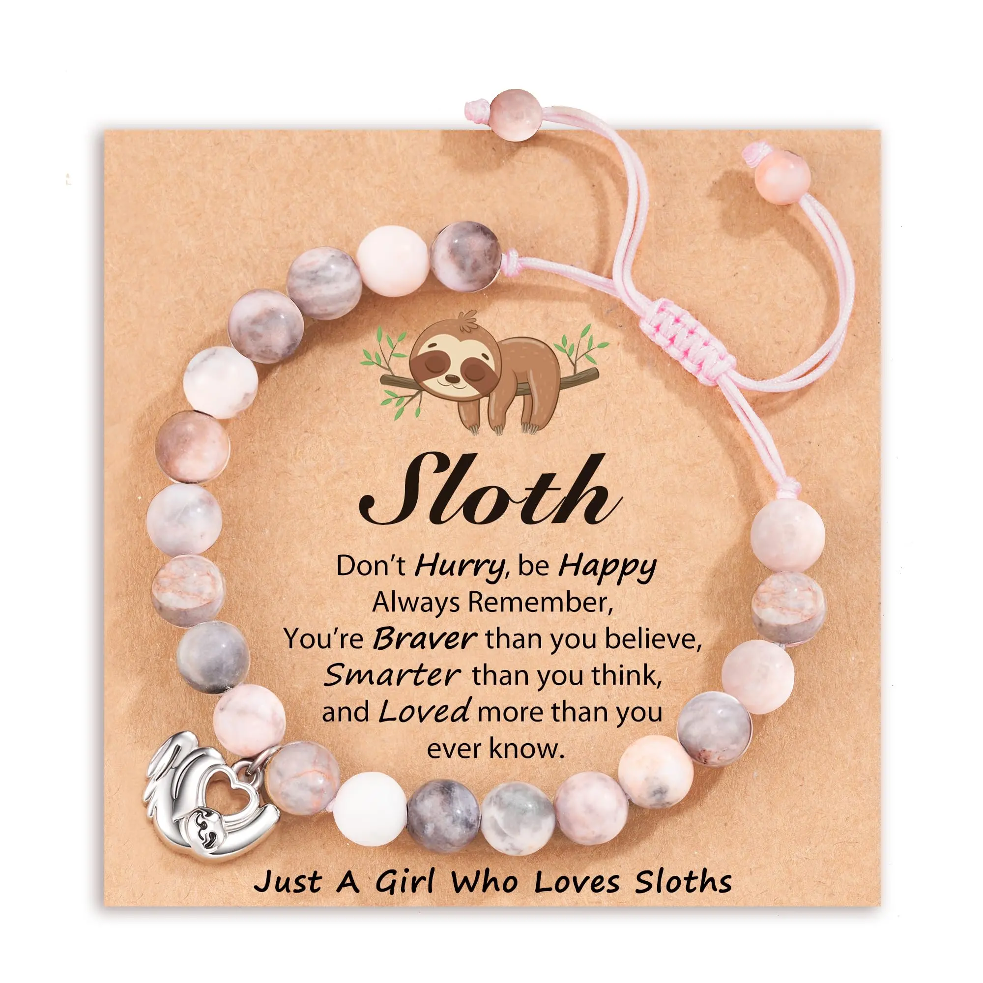 Sloth Bracelet for Women Teens - Adjustable Sloth Charm Bracelet Christmas Birthday Valentines Day New Year Eve Gifts