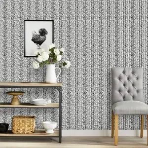 Threshold Vine Stripe 198"x20" Peel and Stick Wallpaper Nature, Black