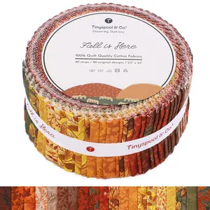 Tinyspool & Co. Fall is Here Jelly Roll Fabric Strips 40 Assorted Bundle Soft 100% American Cotton OEKO-TEX Certified for Quilting Crafting Sewing Home Decor Purse Making