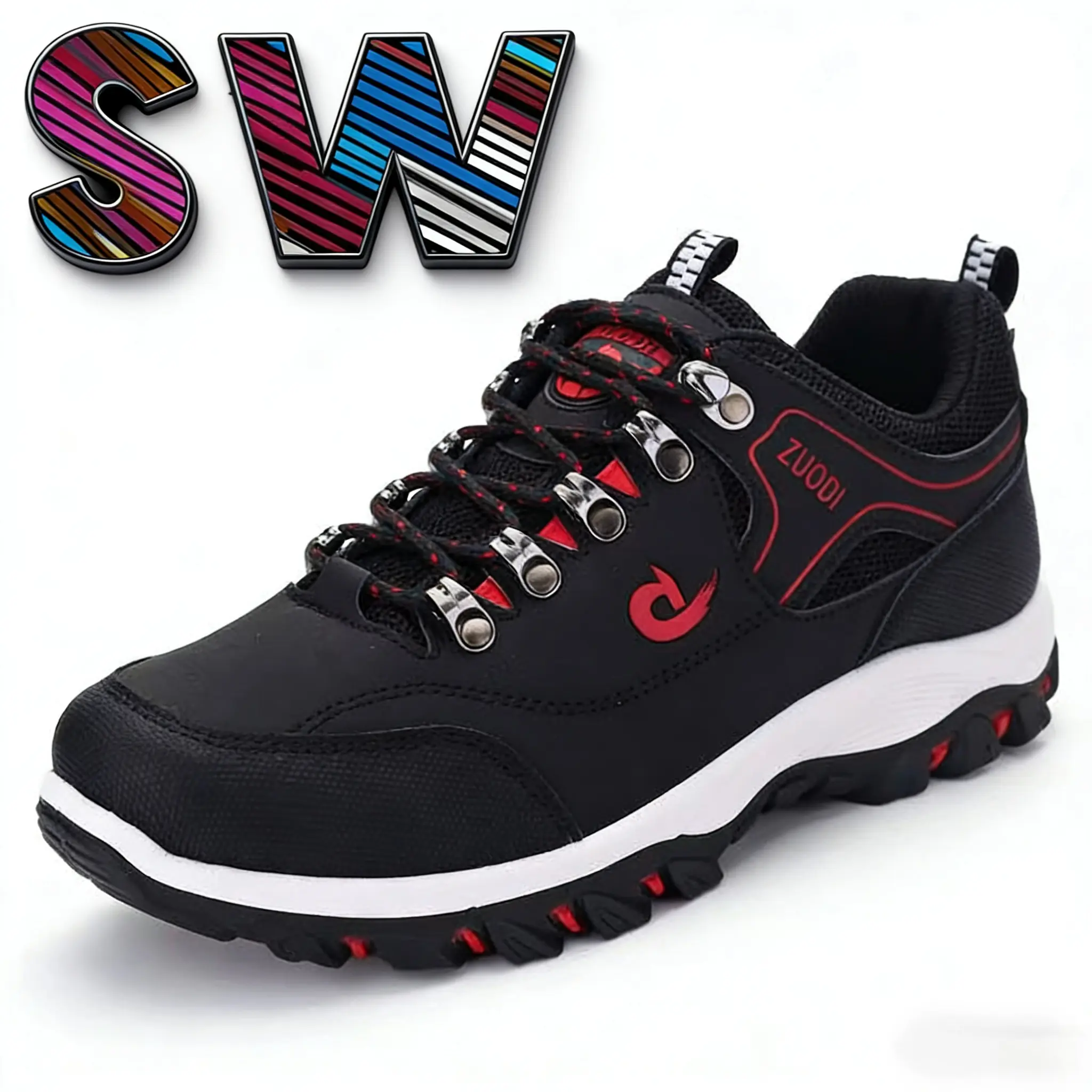 Men's Low Top Outdoor Sneakers, Breathable Round Toe Synthetic Shoes, Lightweight and Waterproof with Anti-Slip Sole for All Seasons Hiking & Walking, Breathable Outdoor Shoes