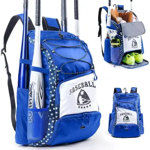 Baseball Bag for Youth & Adult with 4 Bat Sleeves - Softball Bat Bag with Shoe Compartment - Baseball Backpack for T-Ball, Softball Equipment, Baseball Gear, Baseball Bags for Boys 8-12