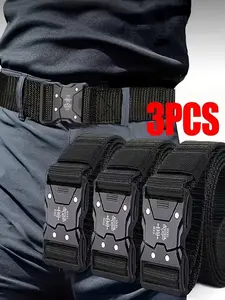 Men's Tactical Belt Set, 3-Pack Quick-Release Nylon Webbing Belts for Outdoor & Daily Wear, Casual Web Belt, Durable Breathable Design, Ideal Gift