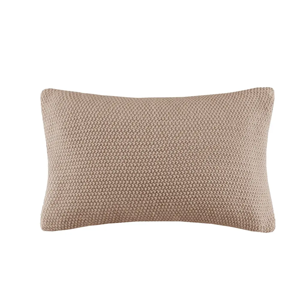 INK+IVY Bree Artisan Knit Oblong Cushion Cover - Acrylic Fiber, Hidden Zipper, Casual Cottage Room Decor, Cozy Bedding Accessory (Ivory-Indigo Options), Knitted Texture