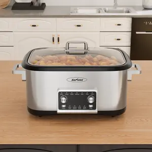 Sunvivi Programmable 8 Quart Manual Slow Cooker, 12 in 1 Multi-Cooker Food Warmer with Digital Timer, Temp Control