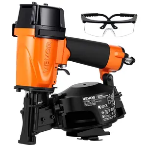 VEVOR Professional Roofing Nailer CN45N, 3/4" to 1-3/4" 15 Degree Air Roofing Nail Gun, 4–5 Nails/S Ultra-Fast Nailing, 70-110 PSI Pneumatic Coil Nailer for Asphalt Shingles, Roof Sheathing