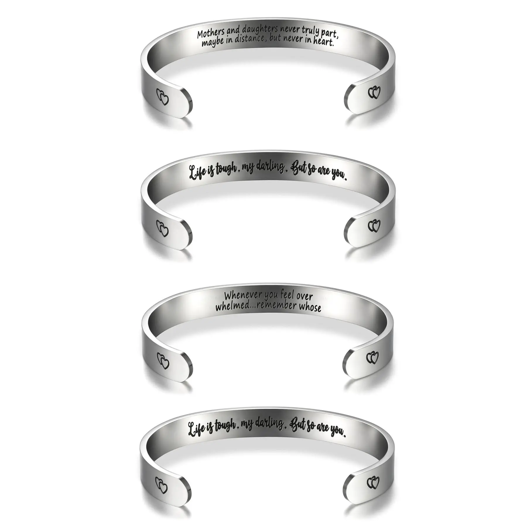 OIDEA Women's Adjustable Engraved Commemorative Quote Text Open Cuff Bracelet - 316 Stainless Steel Bangle, 0.23in Width, 0.71oz Weight, 2.56in Inner Diameter, Daily Wear, Sentimental Birthday Gift Ideas