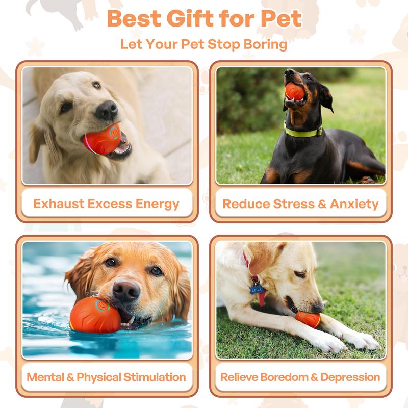 Automatic Interactive Dog Ball - Smart Electric Toy with Random Jumping & Rolling, USB Rechargeable Chew Toy for Small/Medium/Large Dogs - Puppy Entertainment Essential