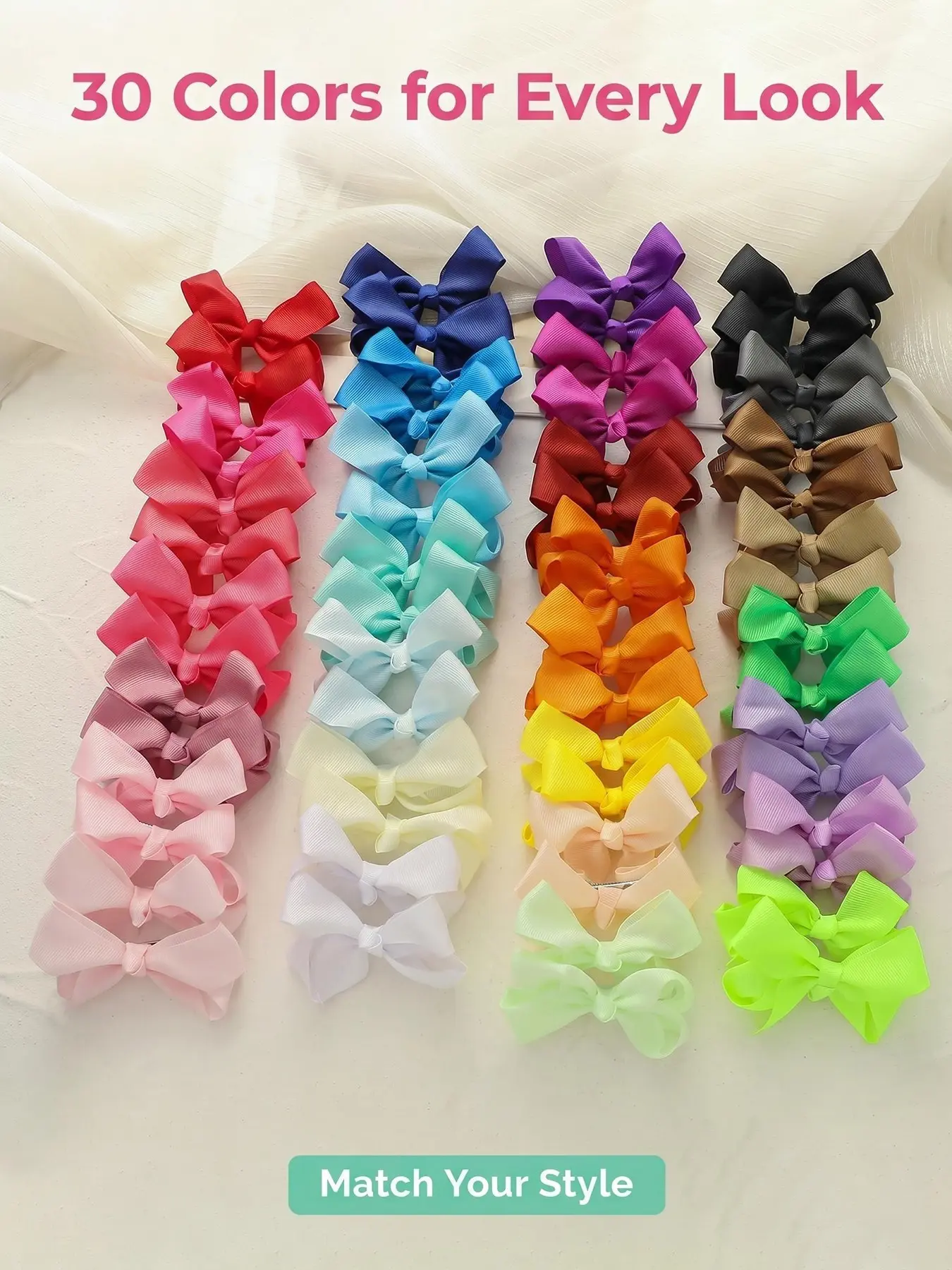 60pcs cute bow Girly hairpins for kids, multi-color fun hairpins, four seasons hairpins suitable for daily casual wear, festival and party decorations, ideal for Valentine's Day, Cute Hair Accessories, barrettes Hair Clips (colors are shipped randomly)