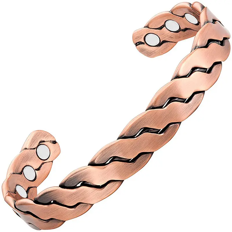 Copper brushed woven magnetic bracelet