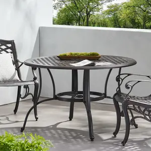 【GOOGREAT】Outdoor Cast Aluminum Circular Dining Table, Bronze