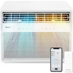 ROVSUN 8000/12000 BTU Inverter Window Air Conditioner with Heater & WiFi, Window AC Unit with Remote & App Control, Ultra Quiet Design & Easy Install Kit, Work with Alexa/Google Assistant, 115V/60Hz