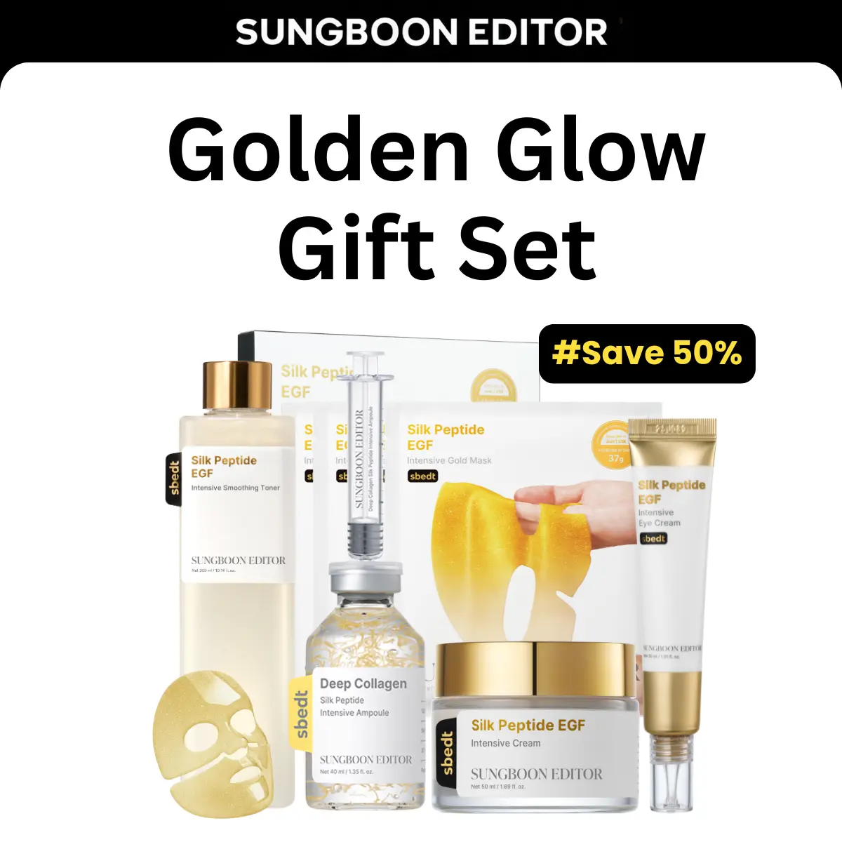 [Sungboon] Silk Peptide Golden Glow Gift Set for Glass Korean Skin, Rejuvenating Skincare