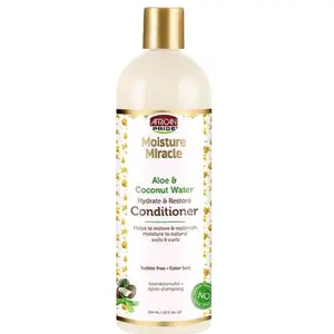 African Pride Moisture Miracle Aloe & Coconut Conditioner 12.0 fl oz - Hydrating & Restoring Formula with Tropical Flavor, Suitable for All Skin Tiers Conditioner
