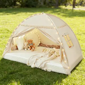 Bed Tent for Double Bed – Beige, Breathable & Portable | Indoor/Outdoor Private Retreat, Ideal Christmas Gift mesh window beach blanket removable sidewall