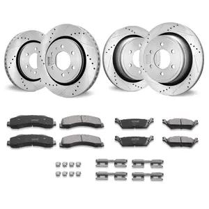 fathersdaygift VEVOR Front and Rear Brake Kit Compatible with 2012-2020 Ford F-150(MPB Only), Drilled and Slotted Brake Rotors Ceramic Brake Pads Replacement, 13.8 Front Rotors 13.7 Rear Rotors