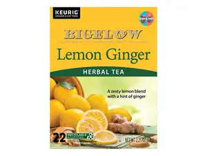 Bigelow Lemon Ginger Herbal Tea - Keurig K-Cup Pods - Herbal Tea - Lemon Ginger Flavors - Single Serve Tea Drinks