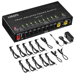 LEKATO DC Output 9V 12V 18V, Guitar Pedal Power Supply, Guitar Pedal Power for Effect Pedal, USB Port, True Isolated Pedal Power Supply with 10 Ports, Short Circuit Protection