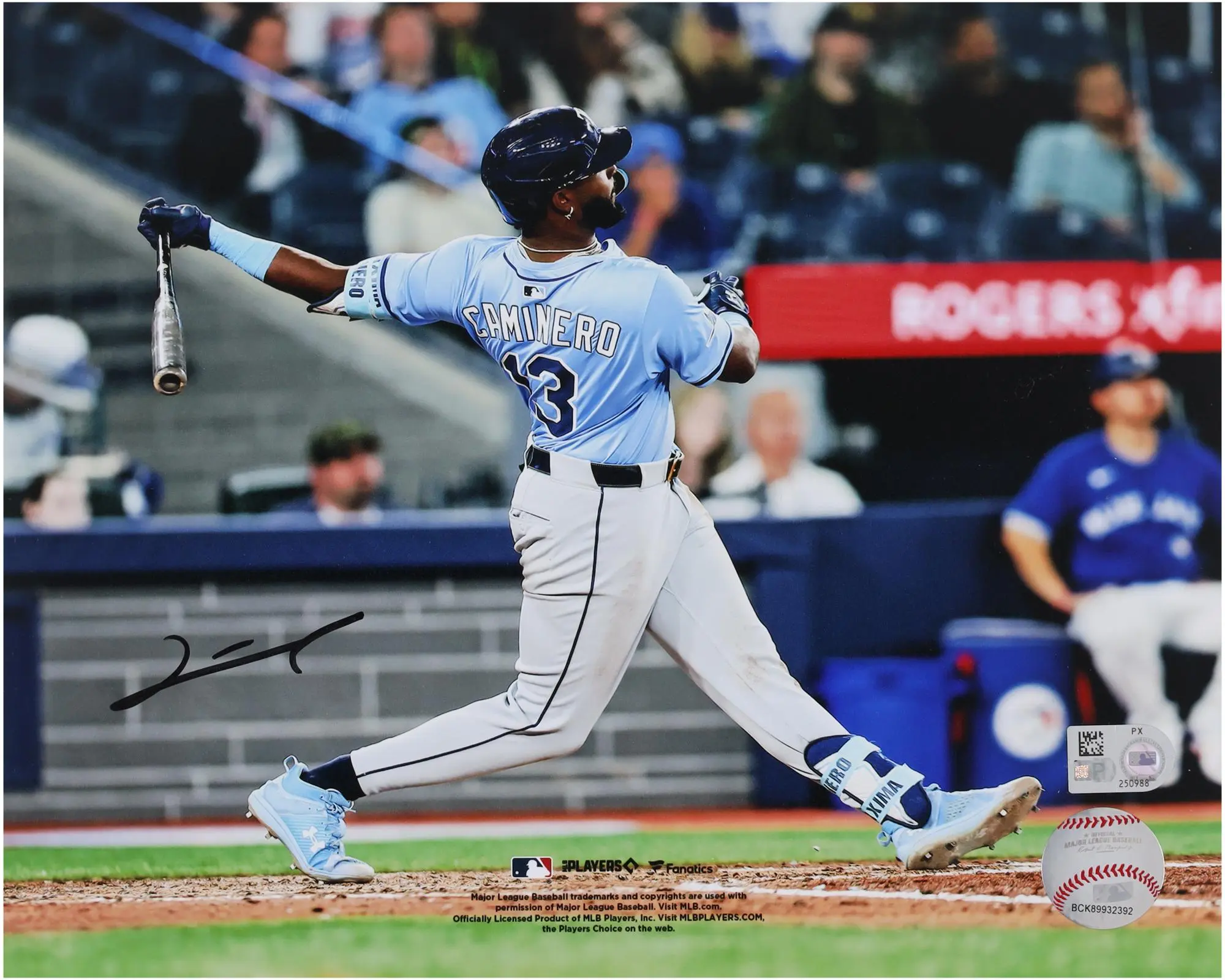 Junior Caminero Tampa Bay Rays Autographed Swinging 8" x 10" Photograph - Fanatics Authentic Certified