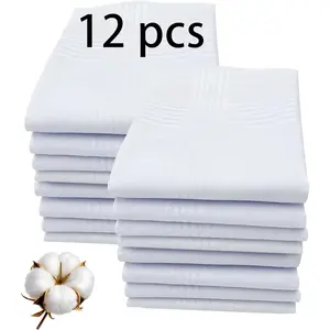 16x16 Inch Handkerchiefs for men 100% Soft Cotton White Hankie handkerchief bulk father's day gifts