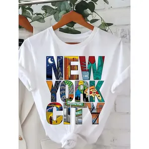 New York City Orienteering T-Shirt - Short Sleeve Casual Round Neck Tee With NYC Skyline & Geometric Map, Machine Washable - Urban Navigation Top