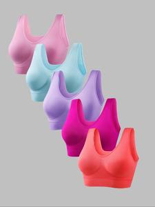 women's solid wireless sports bra, breathable comfortable fashion backless strappy workout bra, ladies lingerie for indoor outdoor wear, gymclothes, underwear for women, sports bra set, athletic underwear sets