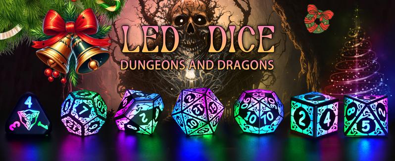 Dreamy Dice for Gamer: Rechargeable RGB Light-up DND Dice Set! Shake to Glow. With a stylish Dice Box & long battery life,Must-have Colorful Multi-Sized Dice Set for every tabletop RPG adventure.