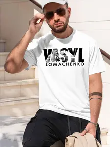 VASYL LOMAENKO 2026 new model Black/White Tee Stylish & Comfortable Loose Crew Neck Short Sleeve T-shirts Versatile On Trend Eye Catching Printed Graphic Casual Tee for Daily Wear Outings & Leisur