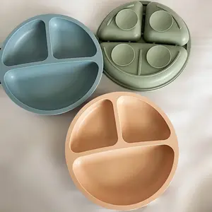 Silicone Divided Suction Baby Plates 3 Pack, Toddler Plates, Non-Slip, Baby Led Weaning Supplies, Microwave & Dishwasher Safe silicone suction