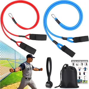 4 count Baseball Exercise Bands with Interchangeable Grips, Baseball Resistance Trainer for Pitching & Throwing,  Aid for Baseball Softball Pitchers to Build Arm Strength, Warm-Up
