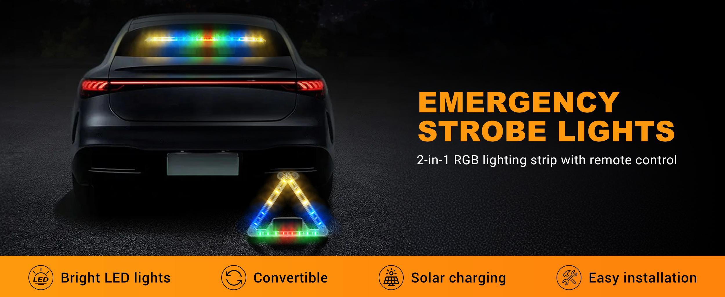 DIBMS Emergency Strobe Lights for Trucks, 2 in 1 RGB Lighting Bar with Manual and Remote Control, Bright LED Safety Flashing Warning Hazard Interior Front/Rear Windshield Lights for Vehicles and Cars underglow  neon  tubes car stuff for men