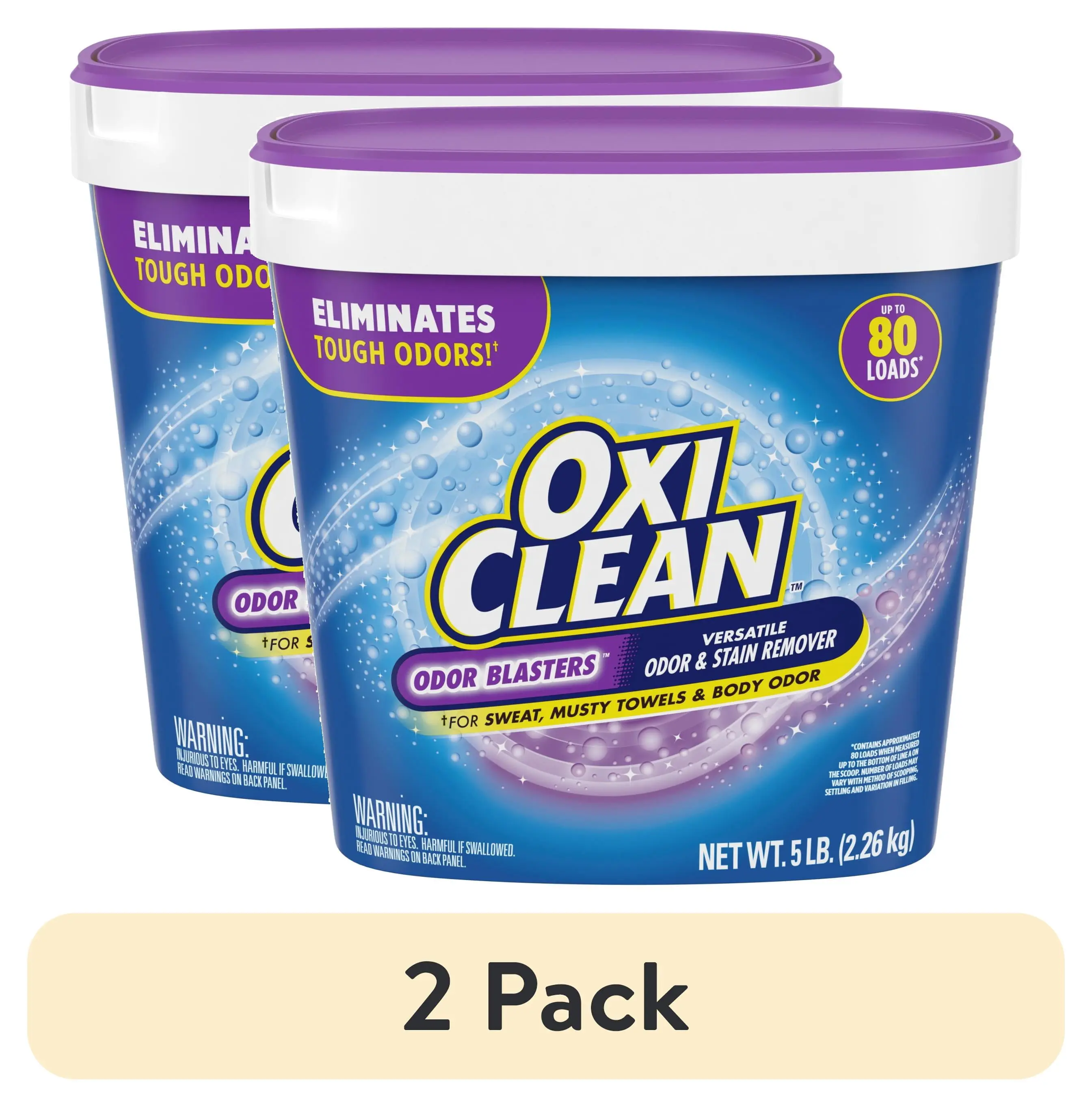 (2 pack) OxiClean Odor Blasters Versatile Odor and Laundry Stain Remover Powder, 5 lb (2 pack) OxiClean Odor Blasters Versatile Odor and Laundry Stain Remover Powder, 5 lb