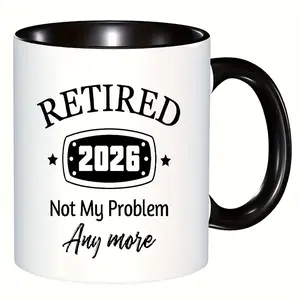 Retired 2025 Coffee Mug - Funny "Not My Problem Anymore" Insulated Cup with Black Handle, Dishwasher Safe Gift for Retirees, Coworkers, Boss, Teacher, Nurse - White Humorous Retirement Gifts for Men & Women, Tea Mug | Retro Style Mug | Durabl