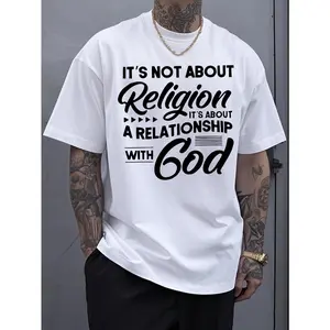 Men’s Letter Print T-Shirt, Short Sleeve Crew Neck Graphic Tee, Retro Typography Casual Top for Daily Wear, Street Fashion Style Shirt for Travel, Outdoor, Weekend and Everyday Use