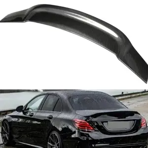 Duckbill Spoiler Wing for 2008-2014 Mercedes Benz W204 C-Class C180 C200 C250 C300 C350 C63 All Sedan Models Carbon Fiber Color Rear Trunk Lid ABS Plastic Parts Replacement