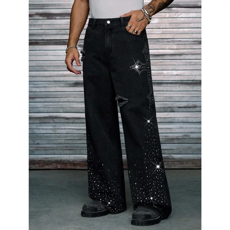 rhinestone pants baggy - TikTok Shop