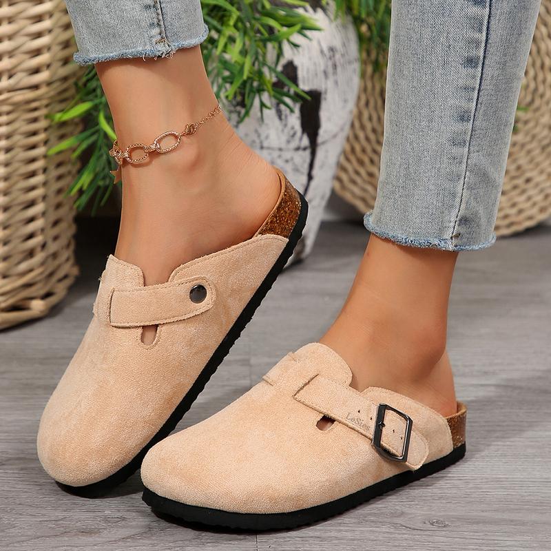 Women's Comfortable Slippers Suede Leather Cork Footbed Potato Shoes with Cushioned Cork-Footbed Springfresh
