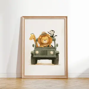 Safari Adventure Lion Nursery Art Baby Room Decor Jungle Theme Kids Wall Art Baby Boy Nursery Print Baby Shower Gift