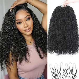 [New Arrival] Kinky Curly Crochet Human Hair Extensions Mircale Knots Human Hair Bundles Pre- Separeted 50g/ Bundle- Knotless Boho Braids, 5-6 Bundles for Full Head #Summervibes
