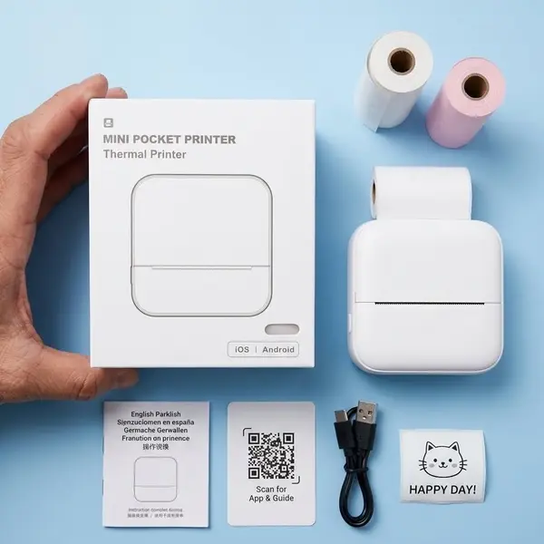 Who still carries heavy printers for school trips?This tiny pocket printer fits in your bag, quick Bluetooth print from your phone