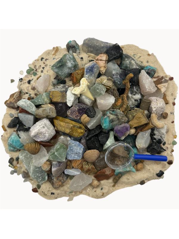 Small Gem Mining Bucket - Quart Bucket - 4-5 lbs Total - Over 18 Different Types of Natural Crystals