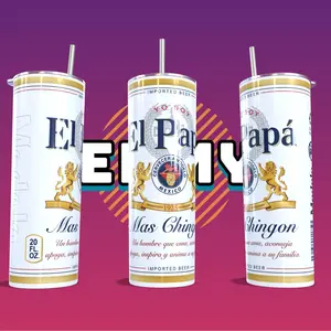 20oz El Papa Mas Chingon Modelo Tumbler with lid and straw