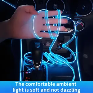 Car Atmosphere Light Strip, 78.74 Inch USB Car LED Neon Lights, Car Light Embellishments, Ice Blue Interior Decorative Lighting for Bedroom & Bar DIY, Multifunctional Ambient Lights