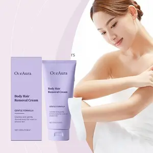 OceAura Painless Body Hair Removal Cream - Gentle Formula with Centella Asiatica & Shea Butter - Painless Hair Removal for Sensitive Skin, Legs, and Underarms - Soothing & Moisturizing Post-Shave Alternative - 3.53 oz