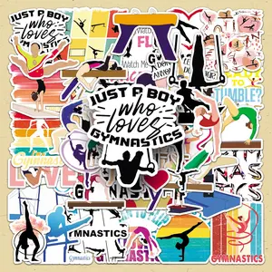 Gymnastics Themed Sticker, 50pcs/set Gymnastics Pattern Decorative Sticker, DIY Decals for Water Bottle, Laptop, Phone Case, Scrapbooking, Journal Making