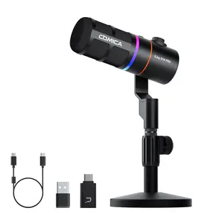 COMICA EJoy D10 PRO RGB Dynamic Wireless Microphone, XLR/USB-C Dual Outputs, One-key Denoise and Muting, Four-Level Gain, Real-time Monitoring, Mic for Gaming, Podcasting, Live Streaming, Recording(PC/PS5/Xbox/Mac/Smartphone/Audio Interface Compatible)