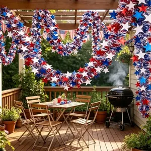 3Pcs 250th Patriotic Wreath, American Flag Style Wreath Ornament, 4th July Independence Day Holiday Party Home Decor Decoration Set