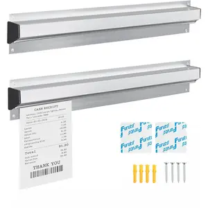 Restaurant Ticket Holder, 16/18/24/28/30" Check Rack Order Receipt Rail Display Slide for Commercial Kitchen Cafes Pubs Bars 2 Pcs (16 Inch)