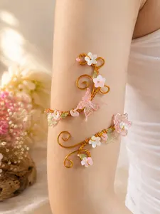 [NEW] Beaded Arm Cuff Bracelet – Handmade Boho Jewelry for Upper Arm, Flower, Butterfly Aesthetic 7